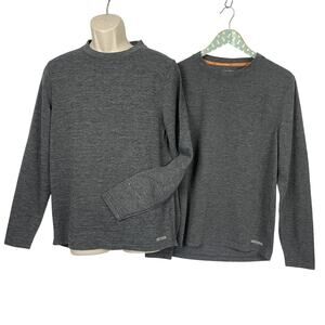 Omni Wool Pullover Shirt Mens Large Gray Lot of 2 Base Layer Performance Crew